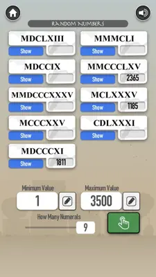 Random Numerals android App screenshot 1